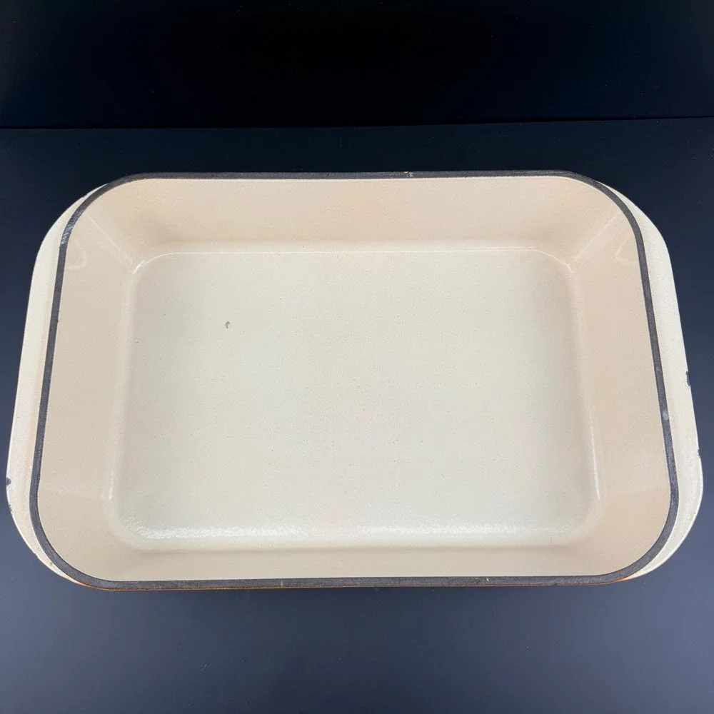 Vintage Le Creuset #40 Flame Orange Enameled Cast Iron Rectangular Baker Roaster
